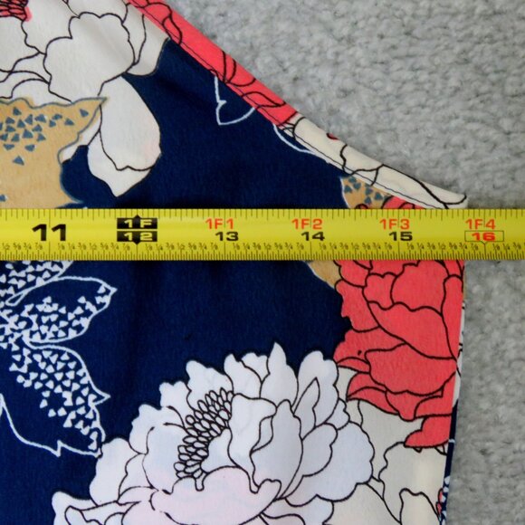 BOG Collective XS Sleeveless Handkerchief High Neck Navy Floral Print Blouse - Picture 5 of 12